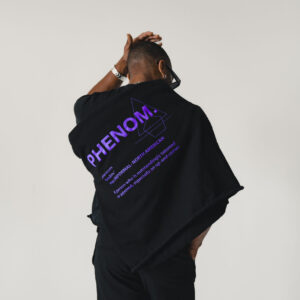 Box Crop Black "Phenom." Hoodie